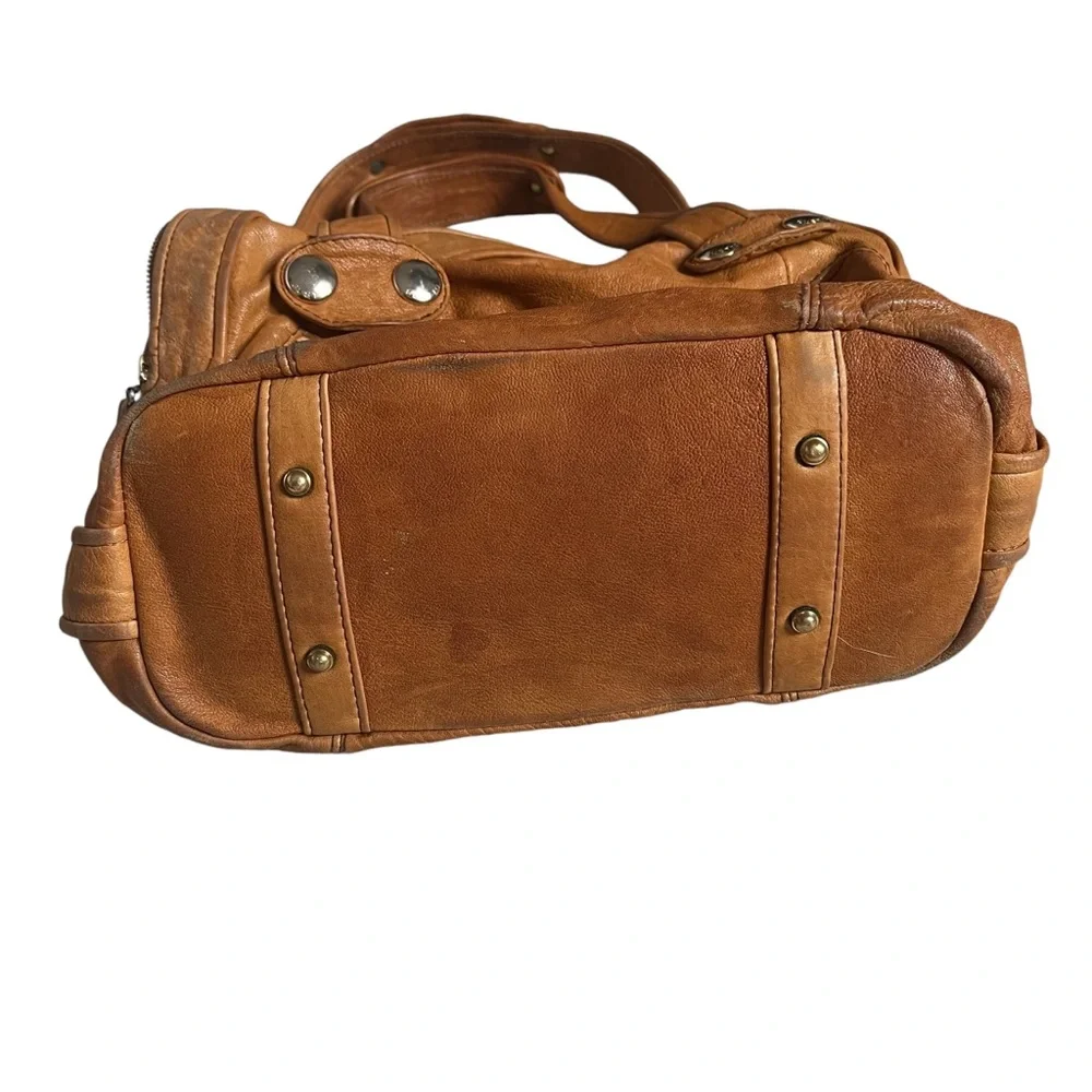 Everyday Cognac Leather Satchel Handbag - Women